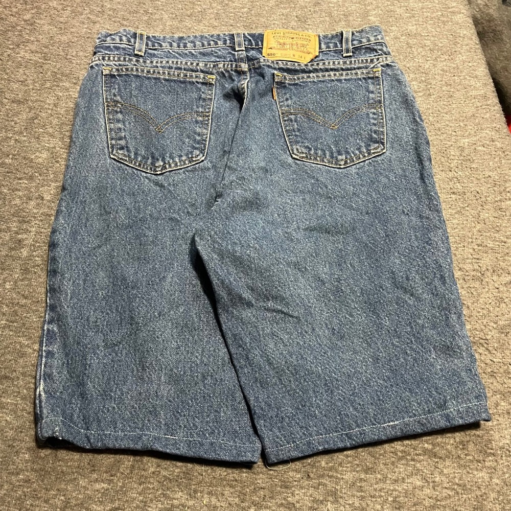 Levis 550 Orange Tab Relaxed Fit Tapered Leg Denim Shorts Blue W34